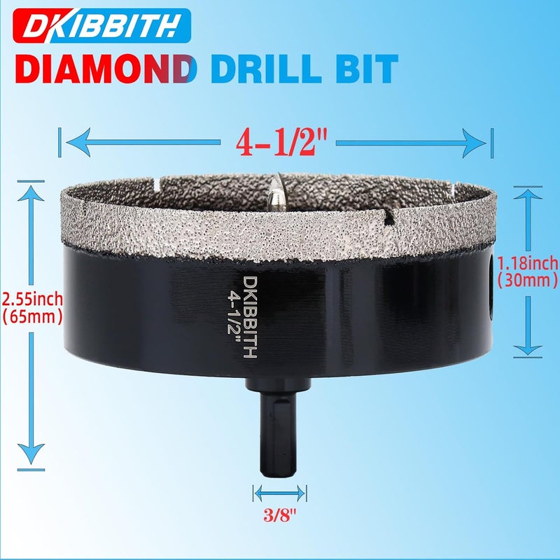 DKIBBITH مقاطع ثقب الماس 4-1/2 بوصة مع مثقاب تجريبي - Image 2